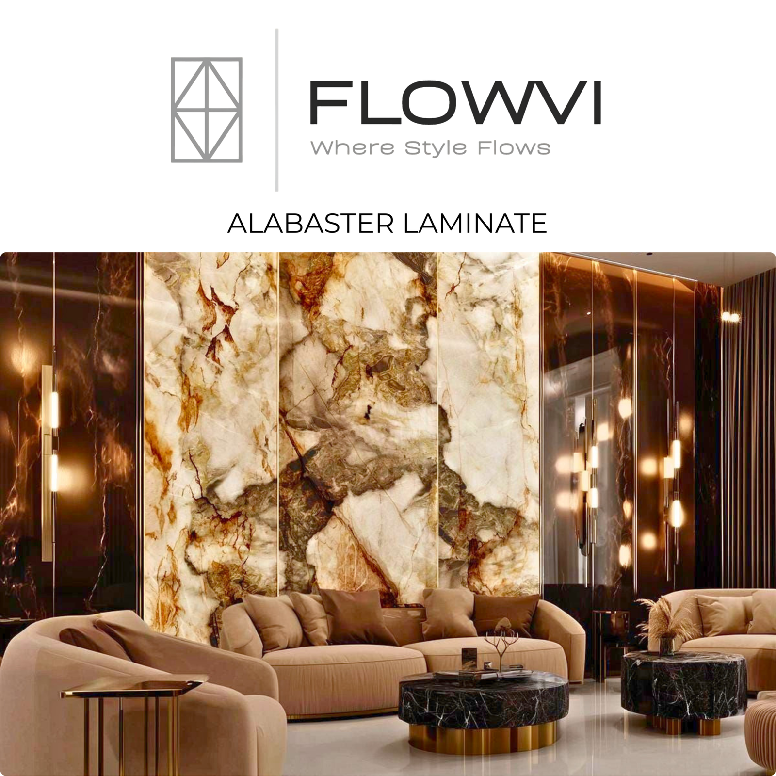 Flowvi alabaster decorative translucent panels for luxury interior wall and lighting designs