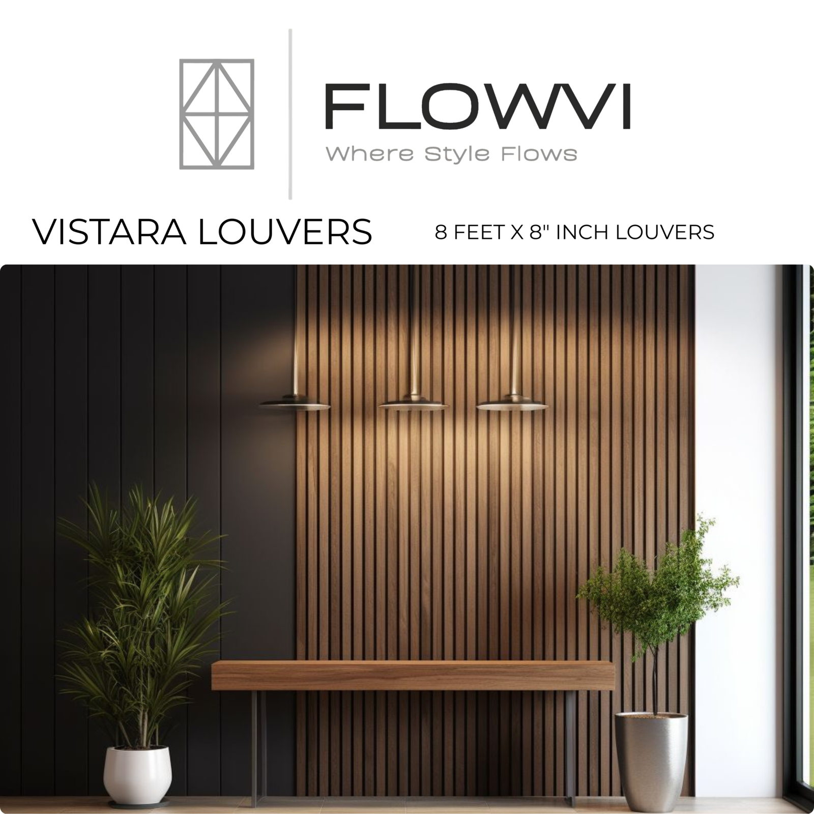 Flowvi Vistara 8 inch decorative louvers for luxury feature walls and modern interiors