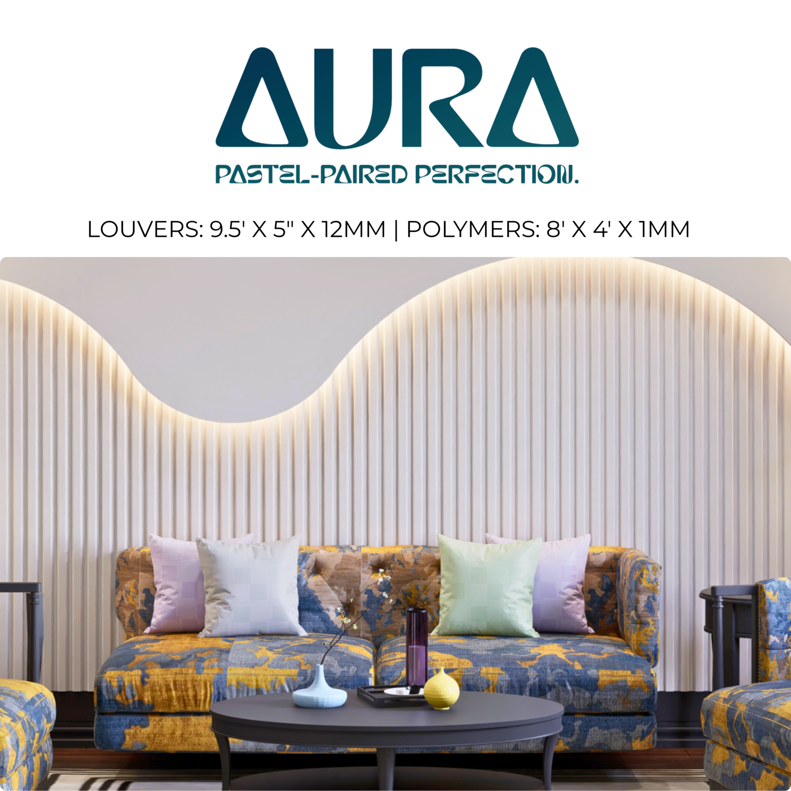 Flowvi Aura premium decorative louvers and polymer panels for luxury modern interior wall and ceiling designs